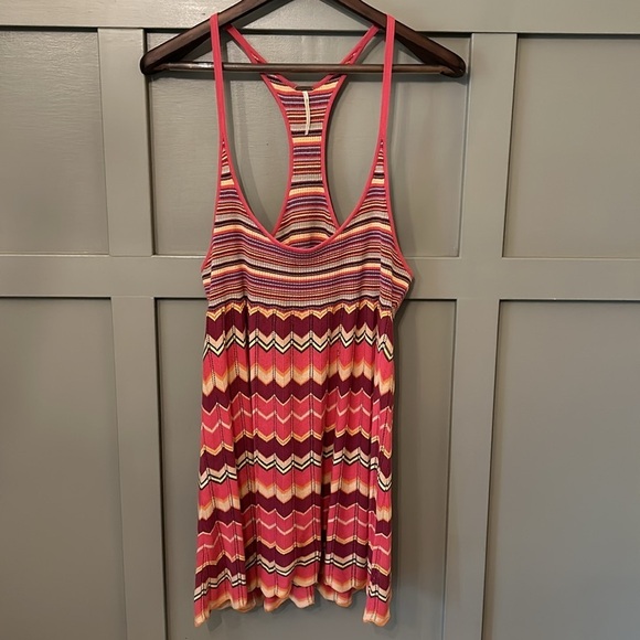 Free People Tops - Free People Dancing Chevron Knit Tank Top Tunic Racerback Multicolor Size Large